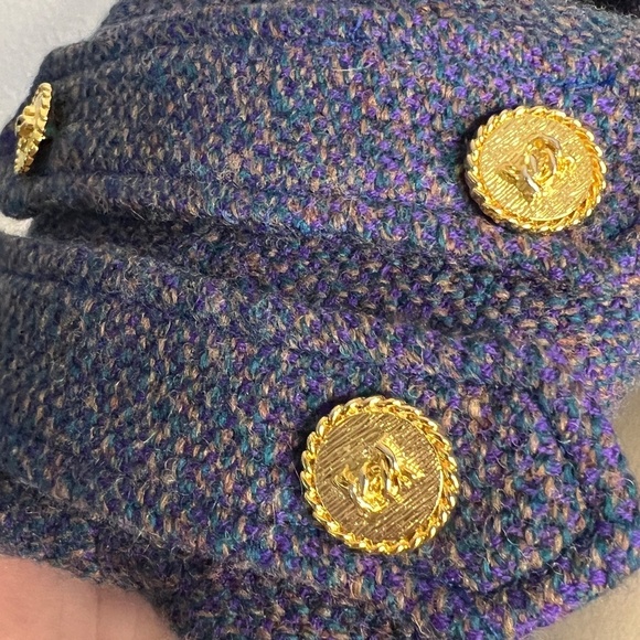 Vintage Cropped Blazer Jacket with wrap gold button details purple Size Medium - Picture 6 of 11